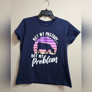 ​Farm Fed Clothing Cow Graphic Tee “Not My Pasture Not My Problem” Navy Size L